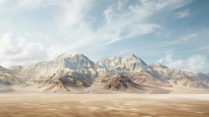 Poster - A desert landscape with mountains in the background