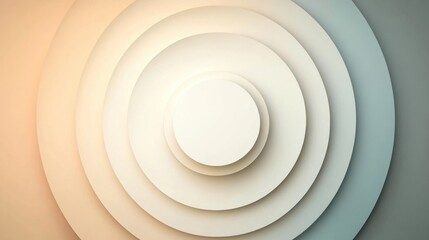 Poster - Concentric circles in soft hues form an engaging abstract design, evoking tranquility and minimalism in a modern space. Generative AI
