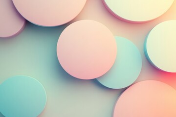 Aufkleber - Circles in soft pastel colors are arranged with an emphasis on minimalist design, creating a calming and harmonious visual effect. Generative AI