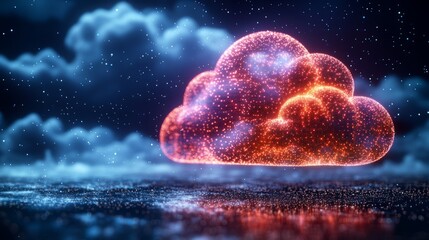 Poster - Colorful glowing digital clouds floating 