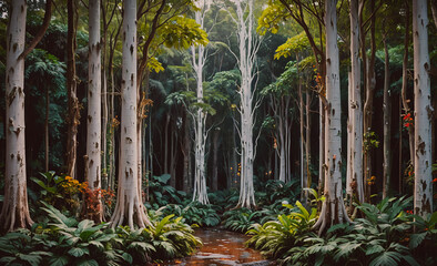 Aufkleber - Forest with trees and plants