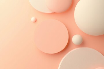 Aufkleber - Soft pink and cream shapes float on a warm backdrop, evoking a sense of tranquility and simplicity in an abstract design. Generative AI