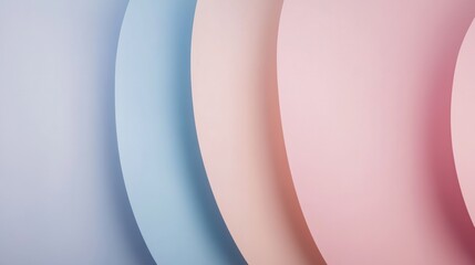Fototapete - Curved surfaces in gentle pastel hues blend seamlessly, offering a tranquil and artistic composition that captivates the eye. Generative AI