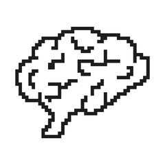 Poster - Pixelated Brain Icon. Digital Symbol of Human Mind in Pixel Art Style. Cognitive and Neural Design. Intelligence and Thought Process. Isolated Vector Illustration