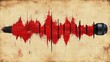 © arsyi_06 - Red audio wave on old paper with microphone.