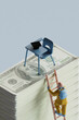 © Giada Canu/Stocksy - 3D Render of Figure Climbing Towards Education on Money Stack