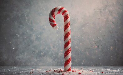 Poster - Red and white candy cane is sitting on a table