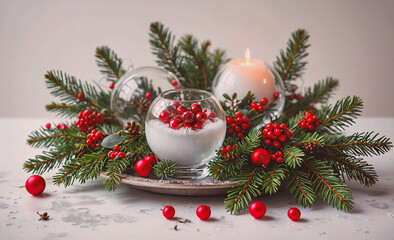 Aufkleber - Christmas wreath with a glass bowl in the center