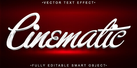 Poster - White Dark Shiny Cinematic Vector Fully Editable Smart Object Text Effect