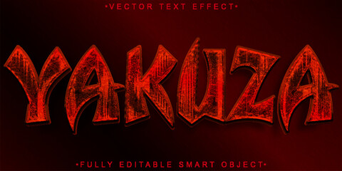 Poster - Red Japanese Mafia Yakuza Vector Fully Editable Smart Object Text Effect