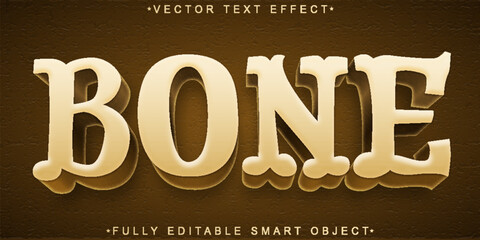 Poster - Cartoon Brown Bone Vector Fully Editable Smart Object Text Effect