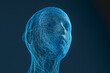 © Marcos Osorio/Stocksy - AI humanoid head with blue line concepts