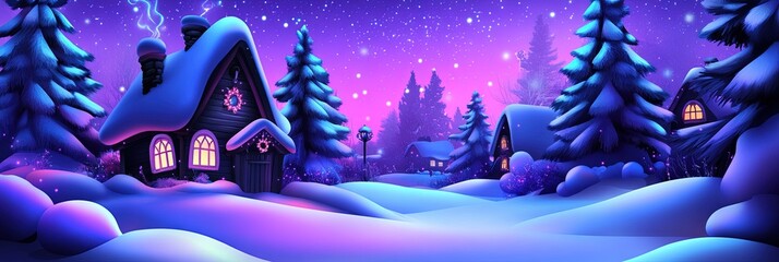 vector illustration of christmas village