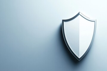 Poster - A minimalist shield icon displayed prominently against a smooth blue-to-white gradient background, signifying online security. Generative AI
