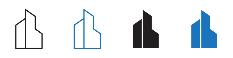 Wall Mural - building icon vector set outline