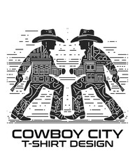 Wall Mural - Cowboy City Vector T Shirt Design