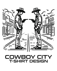 Wall Mural - Cowboy City Vector T Shirt Design