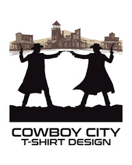 Wall Mural - Cowboy City Vector T Shirt Design