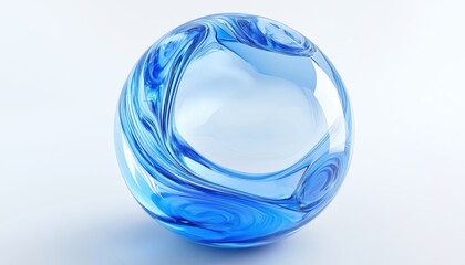 Poster - 3d Rendered Transparent Blue Liquid Bubble Showcase In 3d Perspective: A Stunning Visual Presentation Of A Blue Liquid Bubble.