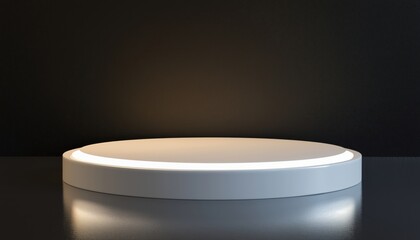 Poster - White Podium Platforms Or Pedestals For Product Display: Empty Stands For Presenting Products - 3d Render Presentation.