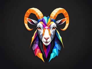 Sticker - Abstract Colorful Ram Portrait