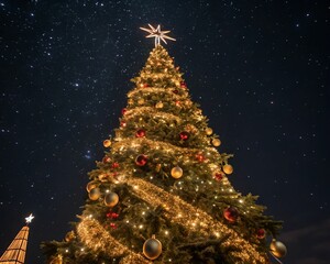 Poster - christmas tree in the night