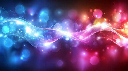 Poster - colorful, swirling line of light with blue and red hues. the light is scattered and he is moving