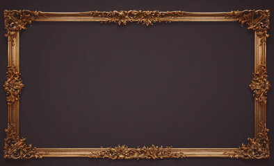 Poster - Gold framed picture frame with a black background