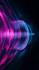 Poster - Abstract pink and blue light trails swirl and intersect on a dark background, creating a mesmerizing visual experience