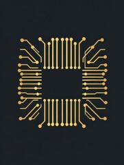 Aufkleber - This design features a gold microchip icon with intricate digital traces, symbolizing advancements in technology and innovation. Generative AI