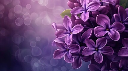 Canvas Print - Close-up of Purple Lilac Blossoms with Blurred Background