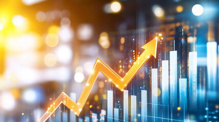 Poster - Vibrant color contrasts highlight an upward trend in data, symbolizing growth amid chaotic business dynamics