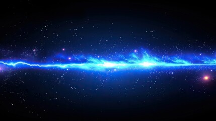 Poster - Abstract blue energy stream in dark space with scattered stars.