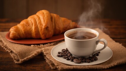 Poster - coffee and croissant