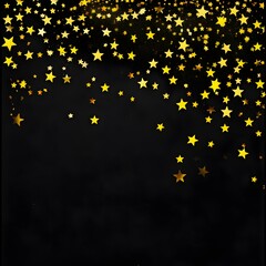 Wall Mural - digital art of golden stars cascading against a dark background, creating a dreamy and magical holid