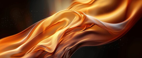 Poster - elegant brown and gold waves on black