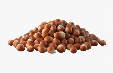 Wall Mural - Pile of hazelnuts isolated on a white background. 