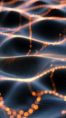 Poster - Abstract digital wave pattern with glowing orange lights