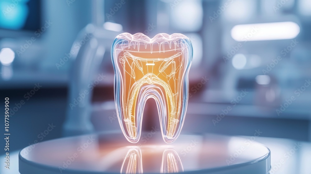 Tooth Layers Realistic Digital display with realistic dental cross-section, showing tooth ...