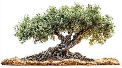An Ancient Olive Tree With Twisted Roots and Lush Foliage