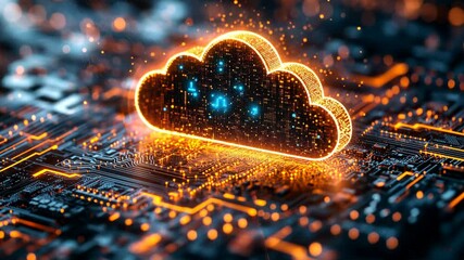 Leinwandbilder - Cloud computing concept with digital infrastructure, futuristic technology visualization