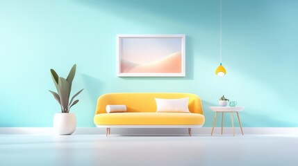 Poster - A stylish interior featuring colorful art pieces, mid-century furniture, and a minimalistic aesthetic to complement the artwork.