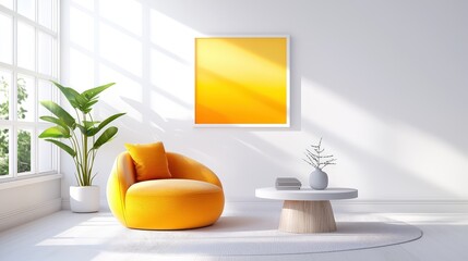 Poster - A stylish interior featuring colorful art pieces, mid-century furniture, and a minimalistic aesthetic to complement the artwork.