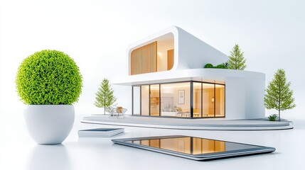 Poster - A digital architect portfolio displayed on a tablet, with clean and contemporary architectural designs presented in a sleek layout.