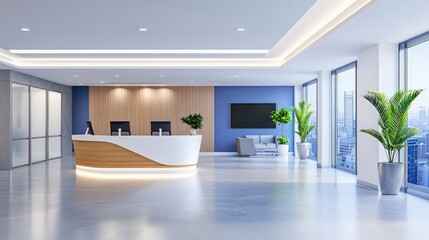 Poster - Brightly lit office spaces visible through large windows, adding a lively touch to the night cityscape.