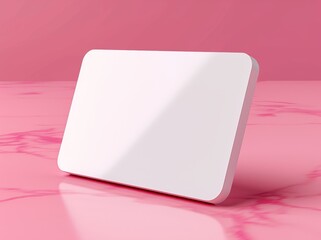 Poster - White plastic card on pink background 3D rendering for design, print, branding concept