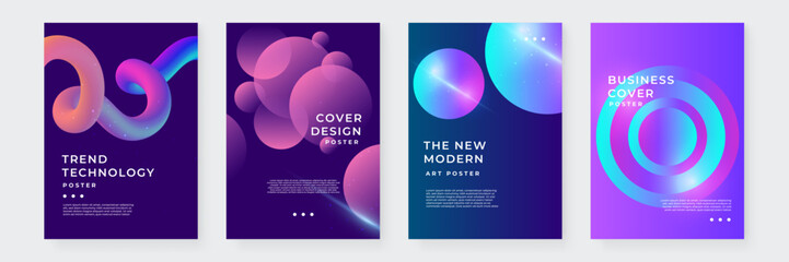 Poster - Colorful Abstract Technology Cover Poster Design Background Collection