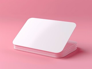 Poster - Minimal 3D rendering of blank white card on pink background for design and branding