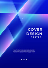 Poster - Blue Pink And White Abstract Geometric Cover Poster Design Background