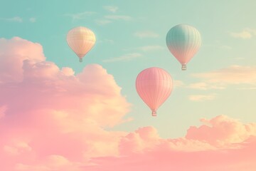  Serene Hot Air Balloons in a Pastel Sky Background